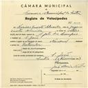 Registo de velocípede de marca Nacional, com o nº 4004, em nome de Narciso Duarte Almeida, morador em S. João das Lampas.