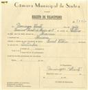Registo de velocípede de marca Famel, com o nº 7887, em nome de Domingos Vicente, morador em Maceira.