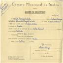 Registo de velocípede de marca Cycles Nacional, com o nº 6045, em nome de Joaquim Rodrigues da Costa, morador em Queluz.