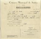 Registo de velocípede de marca VN - F.B.M., com o nº 8773, em nome de Vítor José Névoa, morador em Rua José Antunes dos Santos, Sintra.