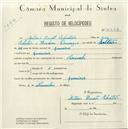 Registo de velocípede de marca Caravela, com o nº 5473, em nome de António Duarte Sebastião, morador em Lameiras.