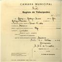 Registo de velocípede de marca Olga, com o nº 2753, em nome de Joaquim Rodrigues Amaro, morador em Moncorvo.