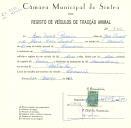 Registo de um veiculo de duas rodas tirado por dois animais de espécie bovina destinado a transporte de mercadorias em nome de Luís Duarte Pereira, morador em Camarões.