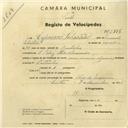Registo de velocípede com o nº 2776, em nome de Cipriano Sebastião, morador em Chão de Meninos.