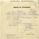 Registo de velocípede de marca Nevre Emppress, com o nº 414, em nome de José Pedroso, morador em Pero Pinheiro.