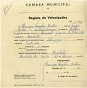 Registo de velocípede de marca Olympique, com o nº 1594, em nome de Henrique Gonçalves Matias, morador em Morelinho.