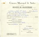 Registo de velocípede com o nº 9295, em nome de Graça & Graça Lda, Irmãos, morador em Queluz.