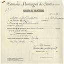 Registo de velocípede com o nº 5319, em nome de António José Gonçalves, morador em Mercês.
