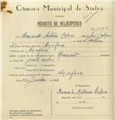 Registo de velocípede de marca Renault, com o nº 8084, em nome de Armando António Calços, morador em Assafora.