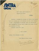 Ofício dirigido ao Administrador do Concelho de Sintra, proveniente da Empresa Sintra Cinema, Américo Dias Ferreira, referente à renovação da licença do cinema.