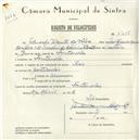 Registo de velocípede de marca Raio, com o nº 5756, em nome de Eduardo Vicente da Silva, morador em Fontanelas.