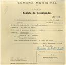 Registo de velocípede de marca L.R.S., com o nº 972, em nome de Francisco da Costa Duarte, morador em S. João das Lampas.