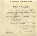 Registo de velocípede de marca Champion, com o nº 527, em nome de João dos Santos Quintino, morador em Belas.