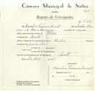 Registo de velocípede de marca Olimpique, com o nº 8914, em nome de Marcolino Francisco Duarte, morador Sacotes.em 