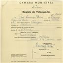 Registo de velocípede com o nº 2304, em nome de José Lourenço Dias, morador em Chilreira.