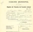 Registo de um veiculo de duas rodas tirado por dois animais de espécie muar destinado a transporte de mercadorias em nome de Luís Dias Alves, morador em Venda Seca.