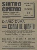 Programa do filme "Diário duma criada de quarto" com a participação dos atores Paulette Goddard e Francis Lederer.