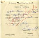 Registo de velocípede de marca Vilar com motor, com o nº 10064, em nome de António Henriques, morador em Sabugo.