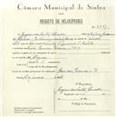 Registo de velocípede com o nº 5531, em nome de Joaquim dos Santos Almeida, morador em Rua das Padarias nº 19, Sintra.