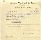 Registo de velocípede de marca Nacional, com o nº 9677, em nome de João de Melo, morador em Ribeira de Sintra.