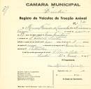 Registo de um veiculo de duas rodas tirado por um animal de espécie muar destinado a transporte de mercadorias em nome de Manuel Ferreira de Carvalho, morador em São Pedro de Sintra.