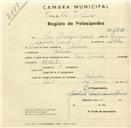 Registo de velocípede de marca Raio e Pombal, com o nº 2851, em nome de José Henrique Gairifo, morador em Bolembre.
