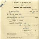 Registo de velocípede de marca Sprinter, com o nº 2898, em nome de Arnaldo Nunes Pereira, morador em Linhó.