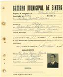 Registo de matricula de velocipedista em nome de António Jacinto Pereira, morador em Belas, com o nº de inscrição 2144.