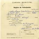 Registo de velocípede de marca Nacional, com o nº 3066, em nome de António Lourenço Espírito Santo, morador em Queluz.