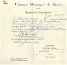 Registo de velocípede de marca Famel, com o nº 9589, em nome de Vítor José Névoa, morador em Rua José Antunes dos Santos, Sintra.