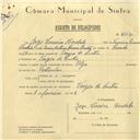 Registo de velocípede de marca Olga, com o nº 6107, em nome de Jorge Carreira Bordalo, morador em Várzea de Sintra.