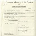 Registo de velocípede de marca Mauritania, com o nº 5087, em nome de Ventura Antunes Vicente, morador em Casal da Feiteira.