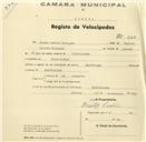 Registo de velocípede de marca Mauritana, com o nº 620, em nome de Pedro Tafulo Morgado, morador em Montelavar.
