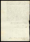 Carta proveniente do Regedor da Paróquia de Nossa Senhora da Purificação de Montelavar, Pedro Feliciano da Conceição, ordenando a comparência de alguns cidadãos de Montelavar na Secretaria da Administração do Concelho de Sintra, devido as contas da Albergaria e Hospital de Montelavar.