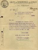 Ofício do Presidente da Direção do Grupo de Beneficência de Queluz, ao Administrador do Concelho de Sintra, Belmiro Augusto Vieira Fernandes,referente ao envio dos documentos de despesa respeitante ao ano de 1933-1934, da gerência do Grupo de Beneficência de Queluz.