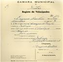 Registo de velocípede de marca Olympique, com o nº 198, em nome de Eugénio Martins, morador em Sabugo.