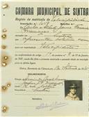 Registo de matricula de velocipedista em nome de Carlos Alberto Jesus Ferreira Marrazes, morador em Sintra, com o nº de inscrição 1048.