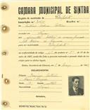 Registo de matricula de velocipedista em nome de António Pedroso Antunes, morador em Negrais, com o nº de inscrição 3065.