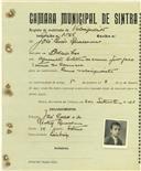Registo de matricula de velocipedista em nome de José Luís Quaresma, morador em Odrinhas, com o nº de inscrição 1566.