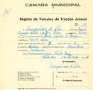 Registo de um veiculo de duas rodas tirado por dois animais de espécie bovina destinado a transporte de mercadorias em nome de Domingas Maria da Silva, moradora em Venda Seca.