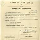 Registo de velocípede com o nº 4118, em nome de Isaías Maximiano da Silva, morador em Fação.