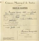 Registo de velocípede de marca Artur & Valadas, com o nº 8095, em nome de Francisco Tomás Mata, morador em Vila Verde.