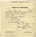 Registo de velocípede com o nº 1677, em nome de Carlos Ferreira Pinto, morador em Tala.
