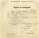 Registo de velocípede de marca Olympique, com o nº 640, em nome de Álvaro Mártires Azevedo, morador em Sintra.