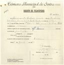 Registo de velocípede com o nº 4790, em nome de Armando Cordeiro Júnior, morador em Cacém.