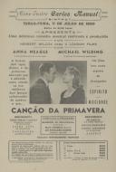 Programa do filme, comédia musical, "Canção da Primavera" com a participação de Anna Neagle e Michael Wilding.