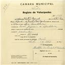 Registo de velocípede com o nº 2945, em nome de Manuel António Capucho, morador em Covões.