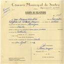Registo de velocípede com o nº 5964, em nome de José Marques Sebastião, morador em Idanha.