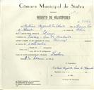 Registo de velocípede de marca Nacional, com o nº 8646, em nome de António Augusto Pires de Almeida, morador em Queluz.