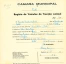 Registo de um veiculo de duas rodas tirado por dois animais de espécie asinina destinado a transporte de mercadorias em nome de Emídio Anselmo da Costa, morador em Belas (Rio de Sapos).